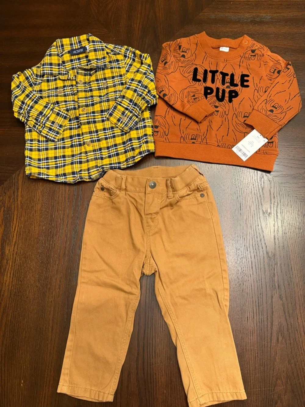 Baby Boy 3 Pc Fall Outfit 9M Plaid Shirt Little Pup Carter’s Bundle